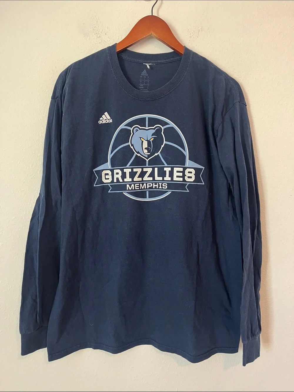 ADIDAS NBA Memphis Grizzlies Blue Long Sleeve T-Shirt